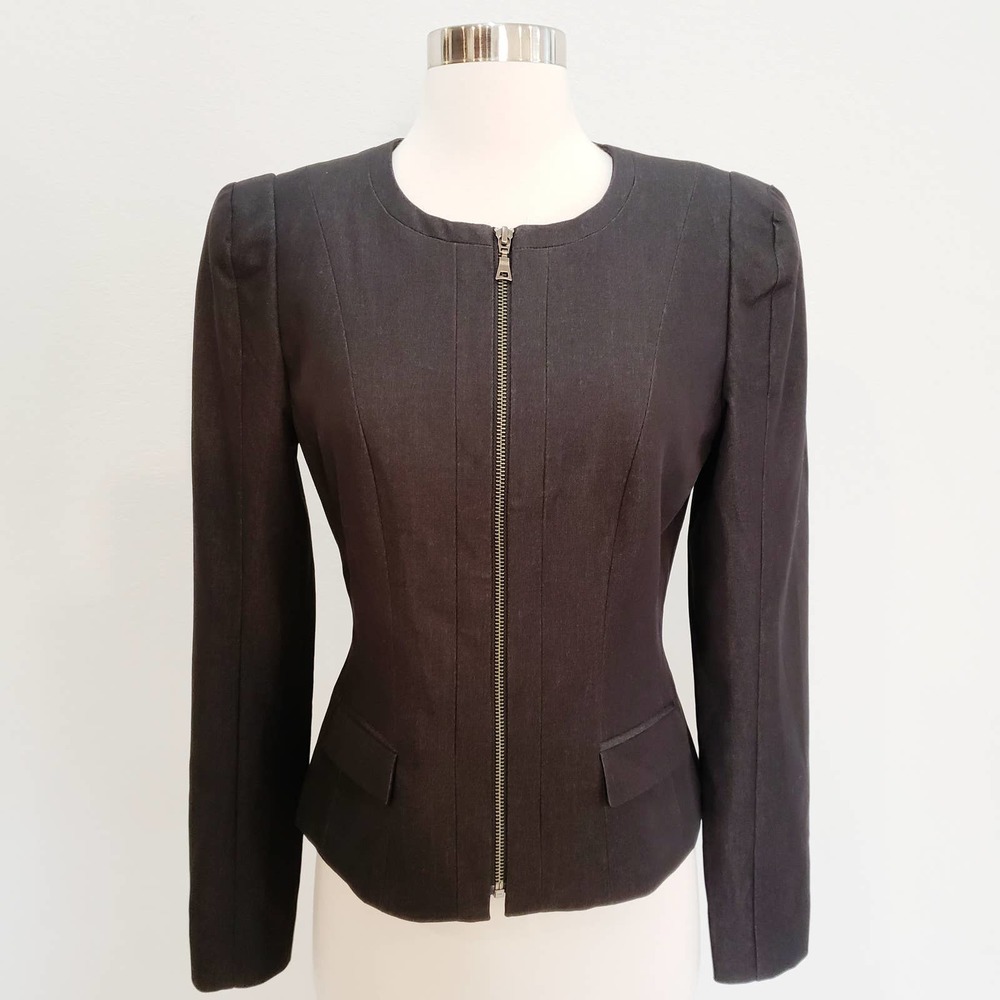 NWT Tahari Evon Tailored Blazer Jacket Zip Front 4